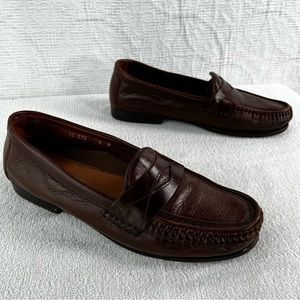 Johnston and Murphy Penny Loafer in Brown Genuine Deer Skin Mens 9 M Dress Shoes